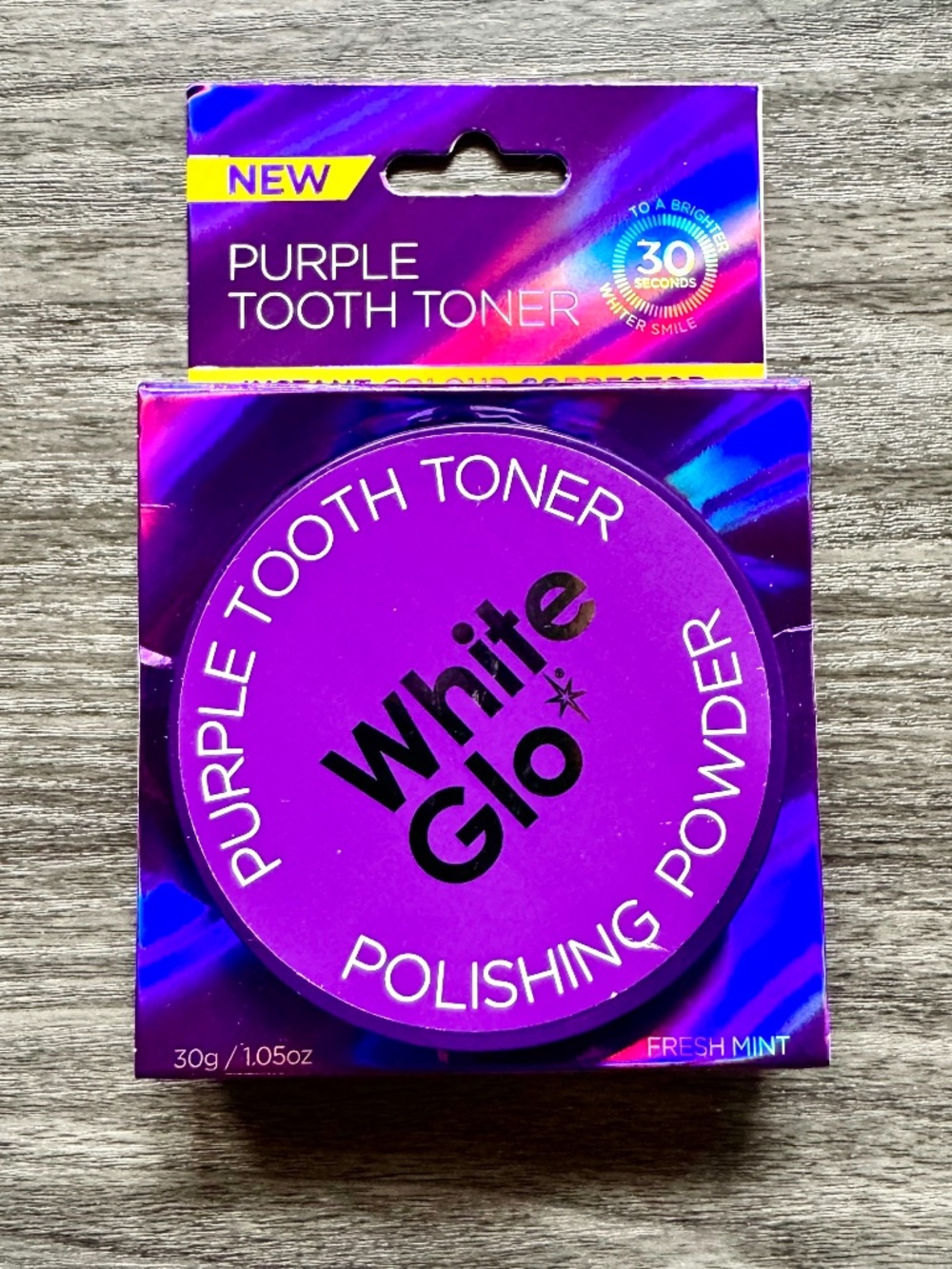 White Glo Purple Tooth Toner Polishing Powder Fresh Mint 1 oz Color Corrector